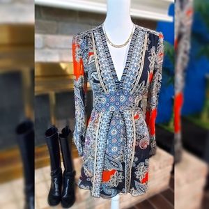 Single Brand Vintage Long Sleeve Silk Mini Dress Size 2